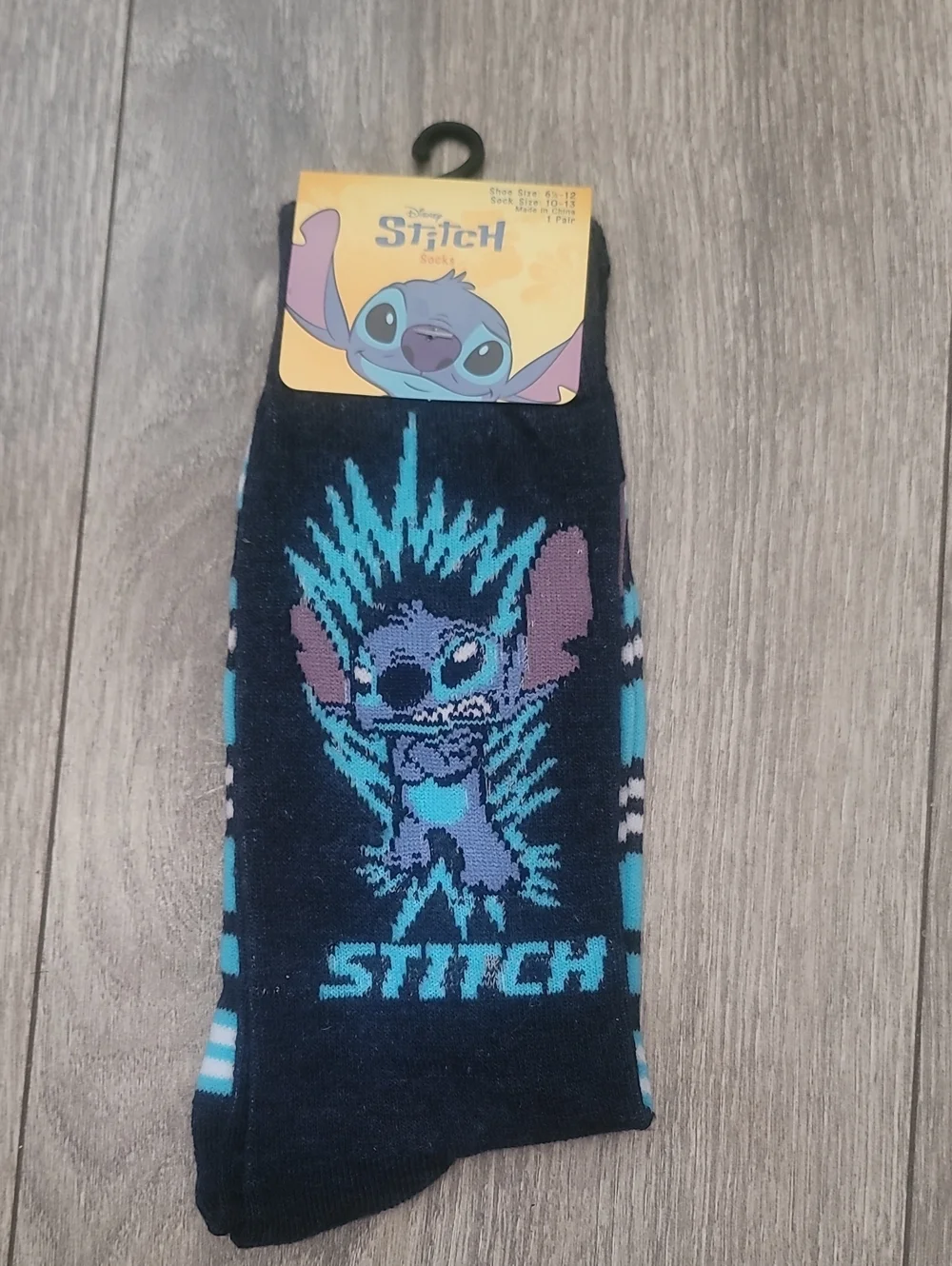 Disney Angry Stitch Navy, Teal & Purple Casual Crew Socks